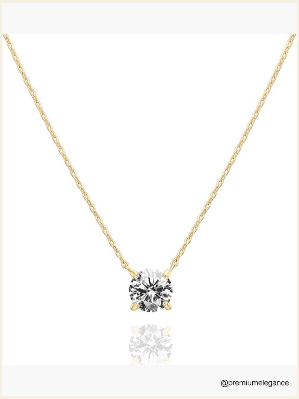 Cubic Zirconia Solitaire Pendant Dainty Choker Necklace Women 18in